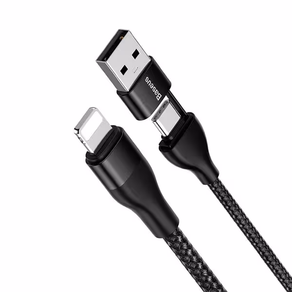 کابل تبدیل USB و Type-c به لایتنینگ باسئوس دو کاره مدل CATLYW-G01