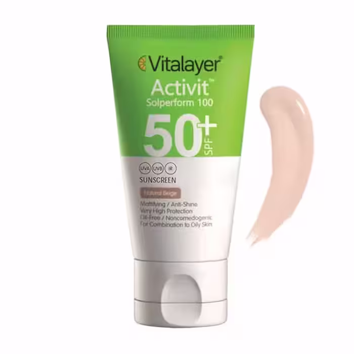 کرم ضد آفتاب رنگی پوست چرب Activit SPF50 ویتالیر 40ml