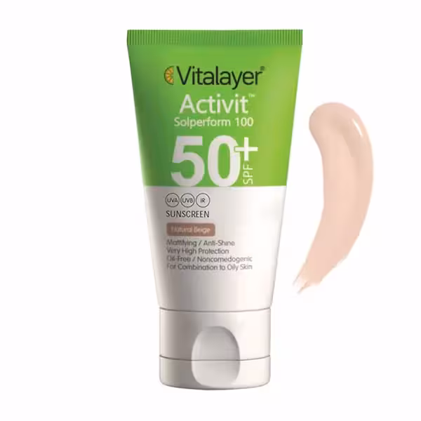 کرم ضد آفتاب رنگی پوست چرب Activit SPF50 ویتالیر 40ml