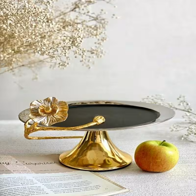 شیرینی خوری استیل و برنج طرح گل شقایق مدل 228127