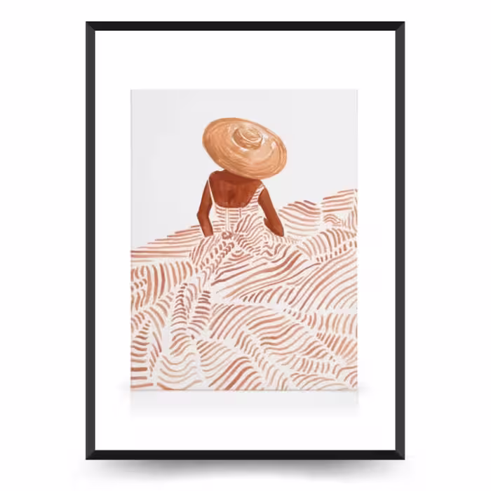 تابلو و پوستر فانتزی دخترانه طرح دختری با کلاه حصیری