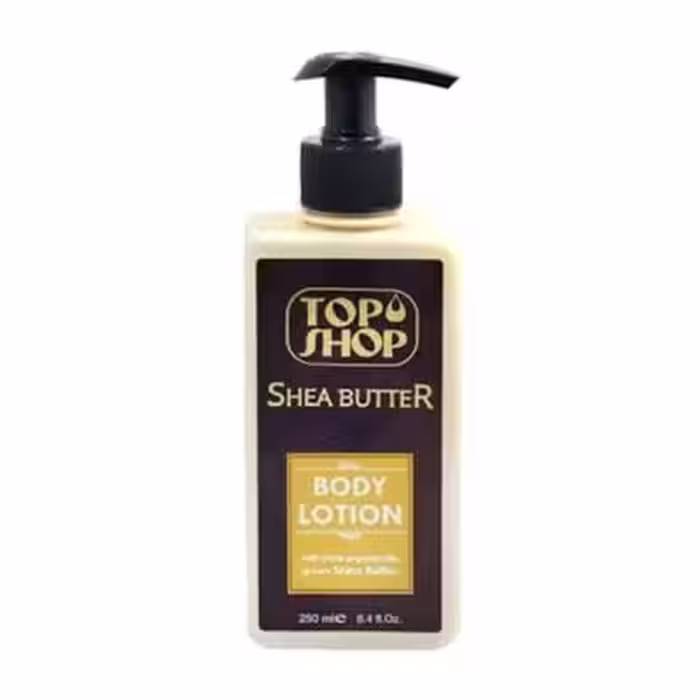 لوسیون بدن تاپ شاپ TOP SHOP عصاره شی باتر Shea Butter ظرفیت 250 میلی لیتر