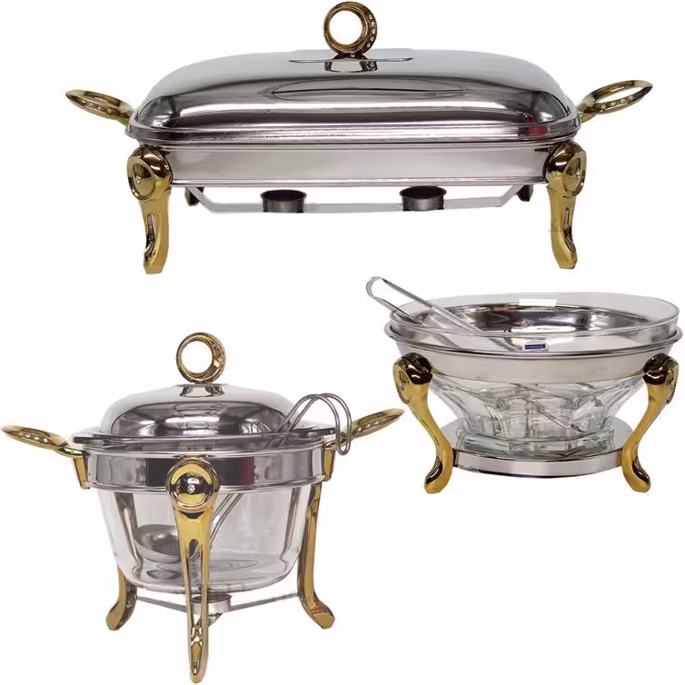 سرویس سوفله خوری 3 عددی رزلند مدل دسته و پایه طلایی