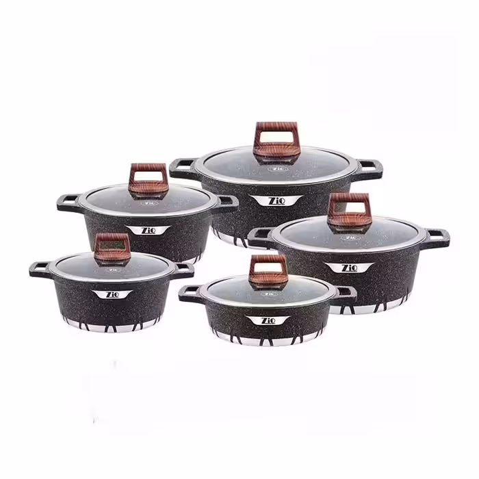 سرویس قابلمه 10 پارچه زیو مدل 7140 (نانو گرانیت گیاهی)