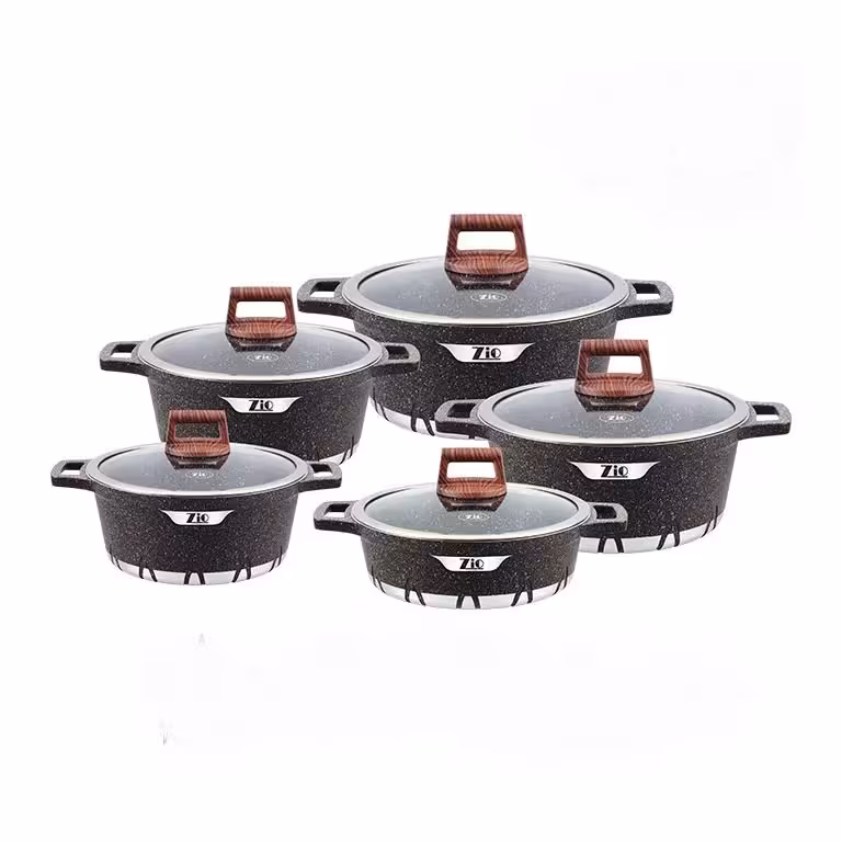 سرویس قابلمه 10 پارچه زیو مدل 7140 (نانو گرانیت گیاهی)