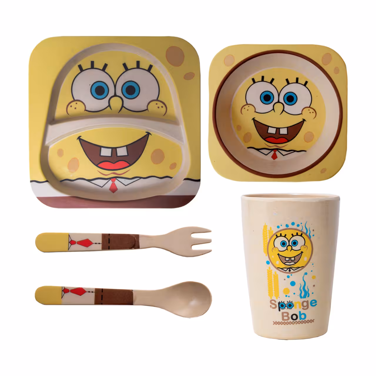 سرویس غذا خوری کودک 5 پارچه طرح باب اسفنجی