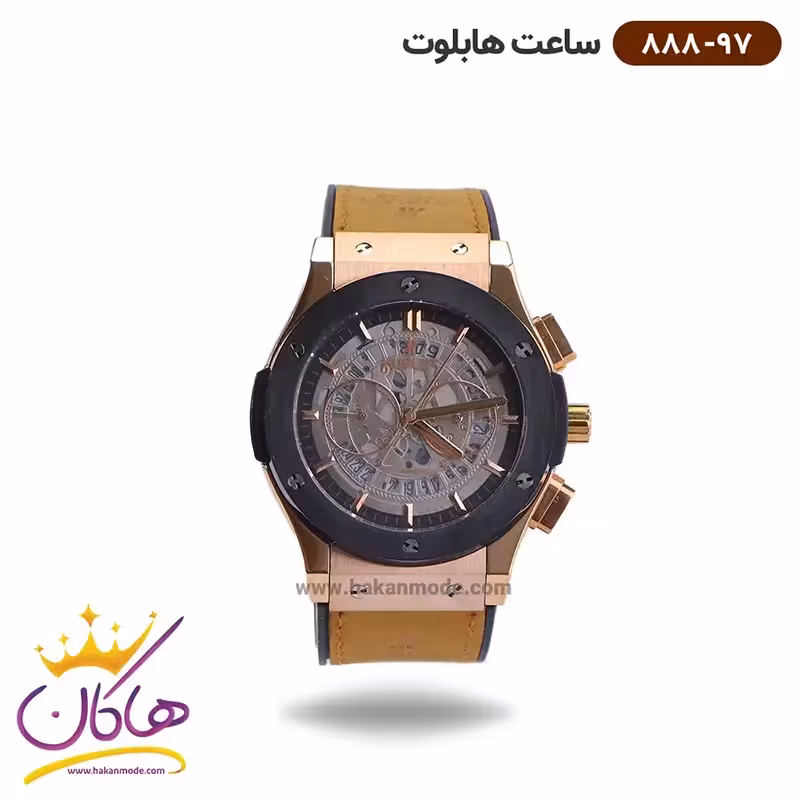 ساعت هابلوت مردانه بند رابر کرنوگراف صفحه اسکلتون 888/97