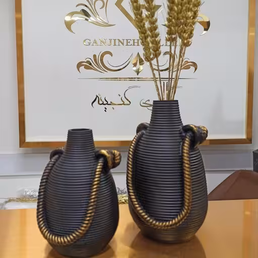 گلدان مدرن رومیزی طرح طنابی مجموعه دو عددی