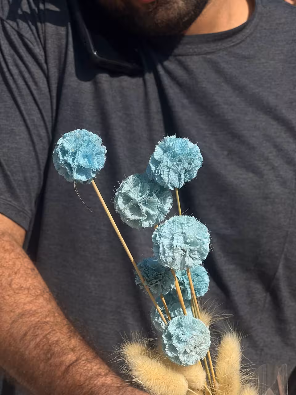 گل خشک طبیعی مریخی اسکابیوسا رنگ آبی