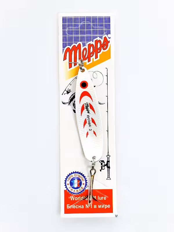 طعمه ماهیگیری قاشقک سفید خط قرمز mepps سایز 2 وزن 18 گرم