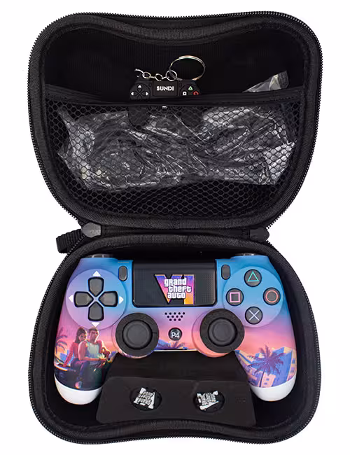 دسته PS4 مدل PlayX طرح جی‌تی‌ای کد 01 به همراه ملزومات