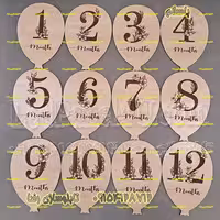 دیسک ماهگرد نوزاد، مدل بادکنکی طرح اعداد گل دار، چوبی، تابلو سازی رضا کد 689(پس کرایه) wo