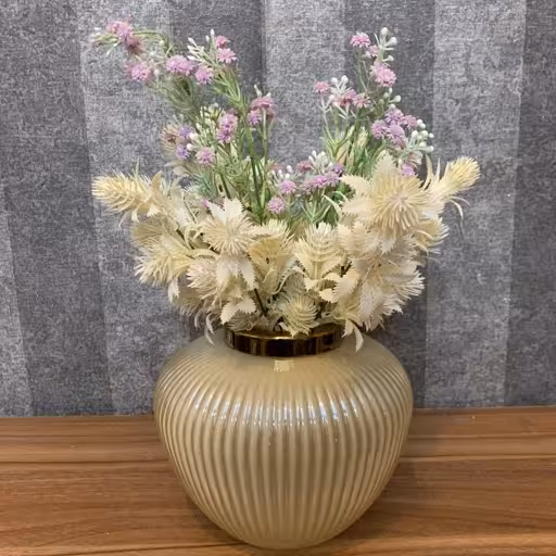 گلدان شیشه ای رومیزی کرم مدل ژاکلین