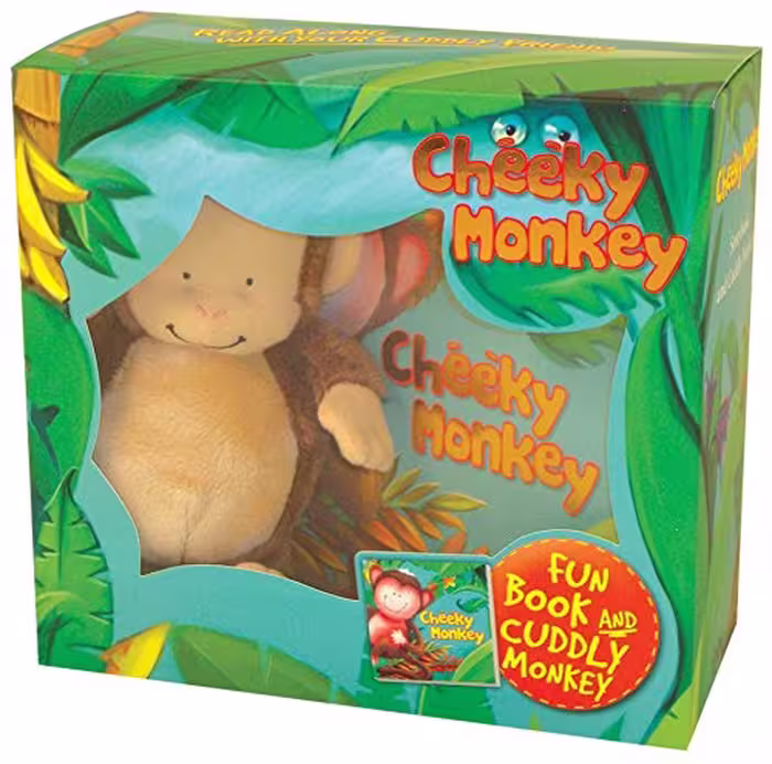 cheeky monkey fun book and cuddly monkey