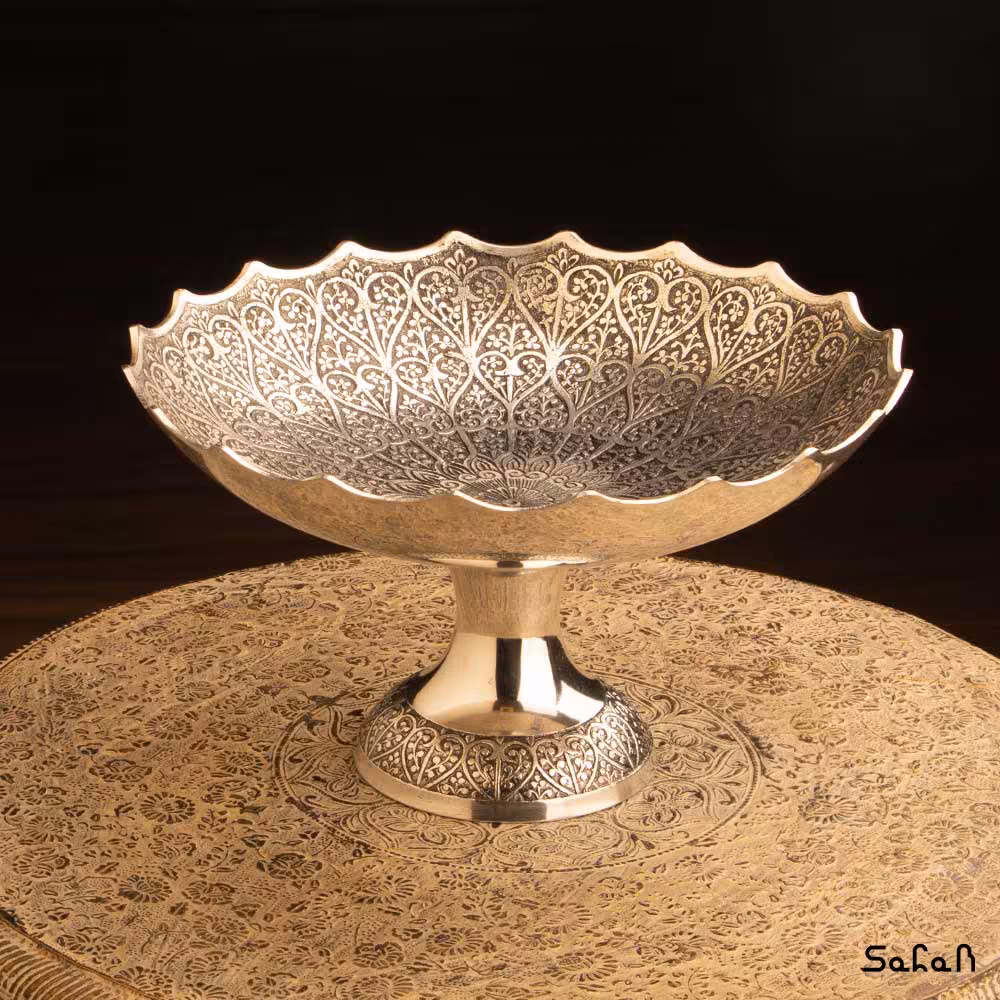 میوه خوری برنجی نقره ای مدل قلب