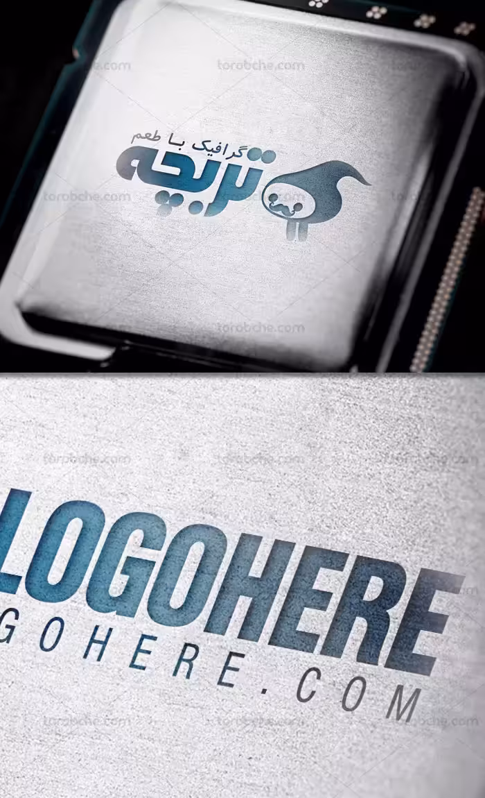 طرح لایه باز موکاپ لوگوی سی پی یو | گرافیک با طعم تربچه