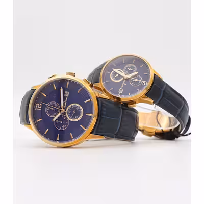 ست ساعت مچی عقربه ای زنانه و مردانه مدل سه موتور کرنوگراف ژاپنی 443