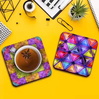 زیر لیوانی لوکسینو مدل شیشه های رنگی مجموعه 6 عددی