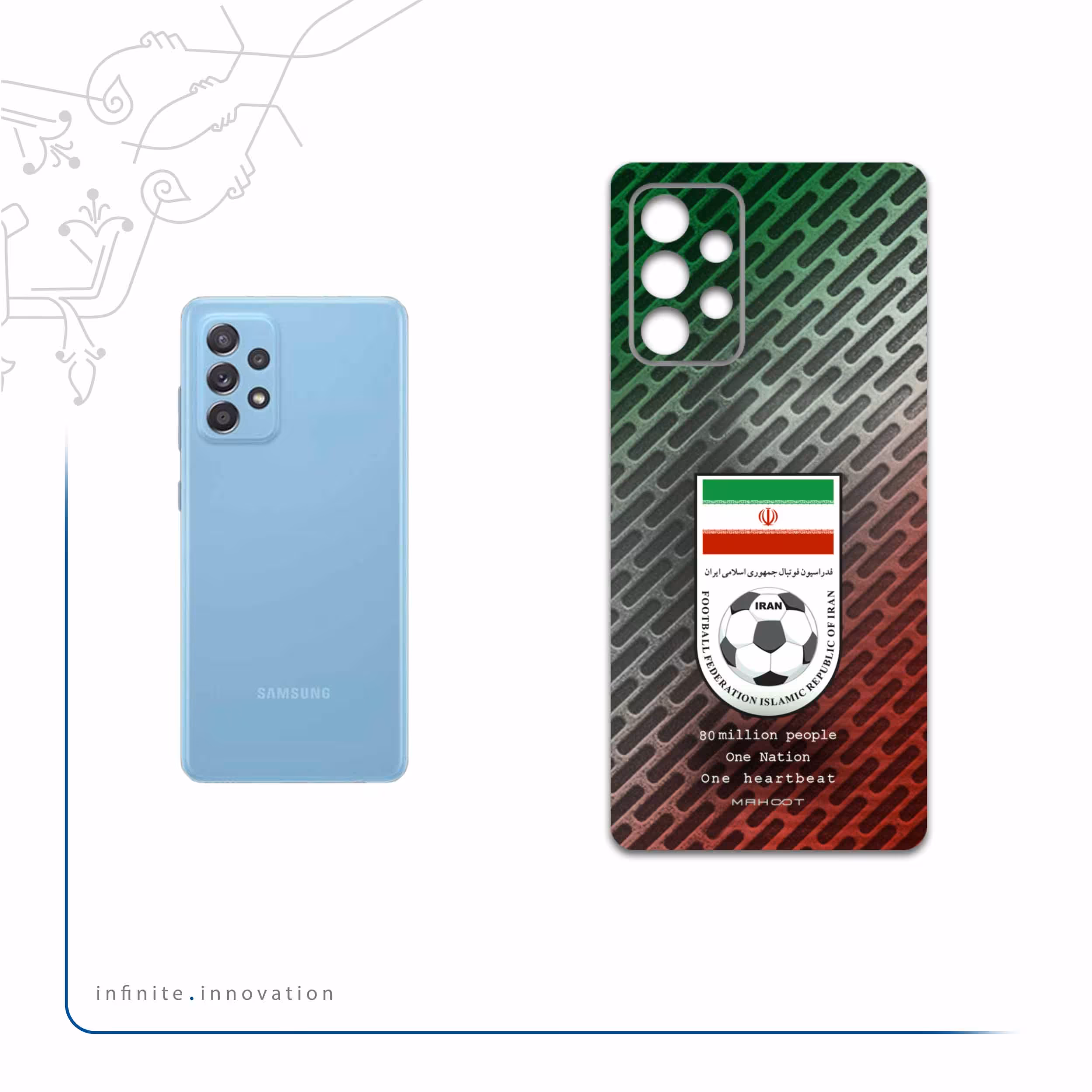 برچسب پوششی ماهوت مدل Iran-National-Football-Team مناسب برای گوشی موبایل سامسونگ Galaxy A52 5G