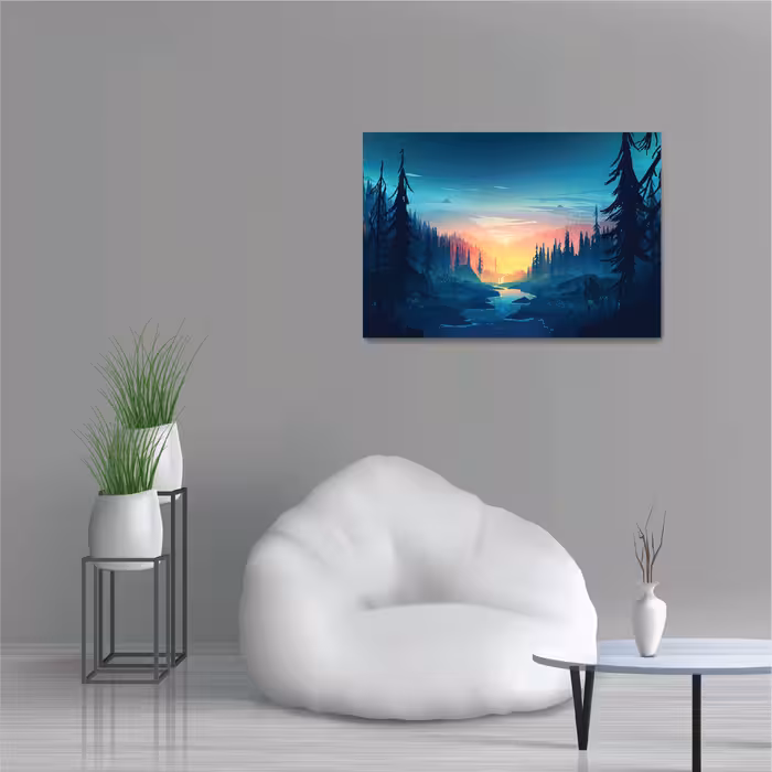 تابلو شاسی طرح نقاشی دیجیتال طلوع و طبیعت Sunrise &amp; Nature مدل NV0978