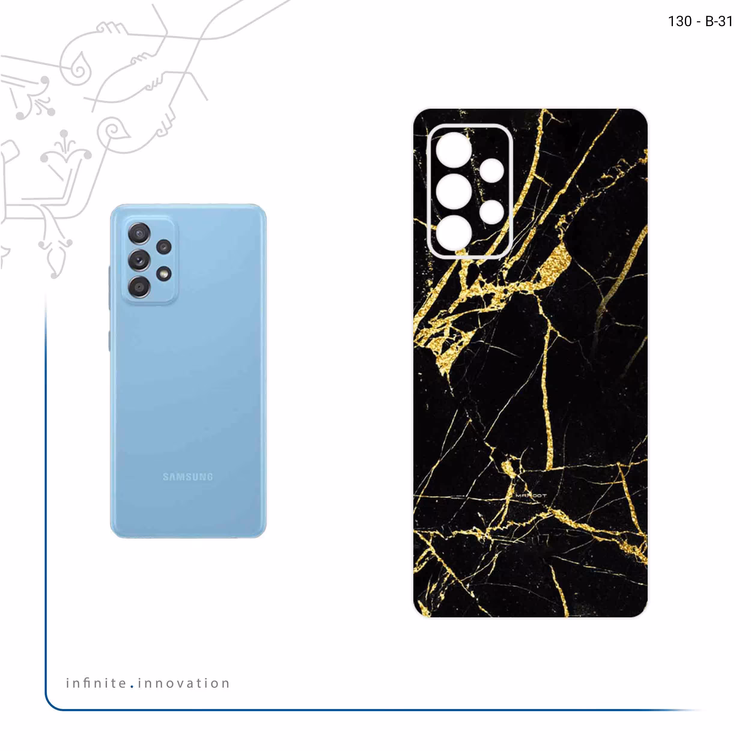 برچسب پوششی ماهوت مدل Graphite_Gold_Marble مناسب برای گوشی موبایل سامسونگ Galaxy A52 4G