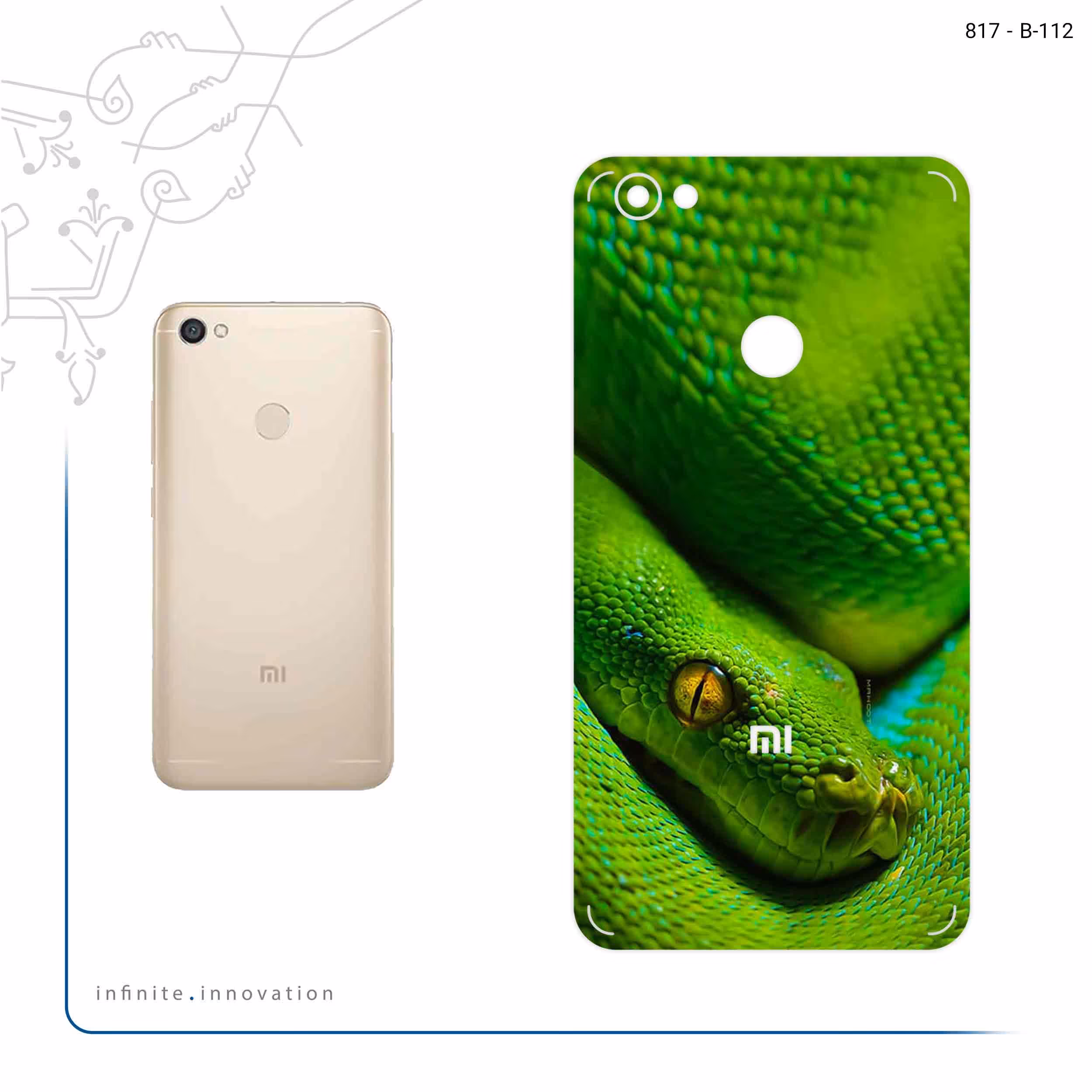 برچسب پوششی ماهوت مدل Snake مناسب برای گوشی موبایل شیائومی Redmi Note 5A Prime