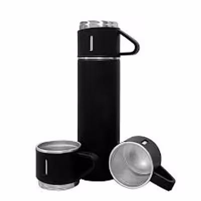 فلاسک مدل کادویی VACUUM FLASK SET گنجایش 0.5 لیتر به همراه لیوان مجموعه 3 عددی