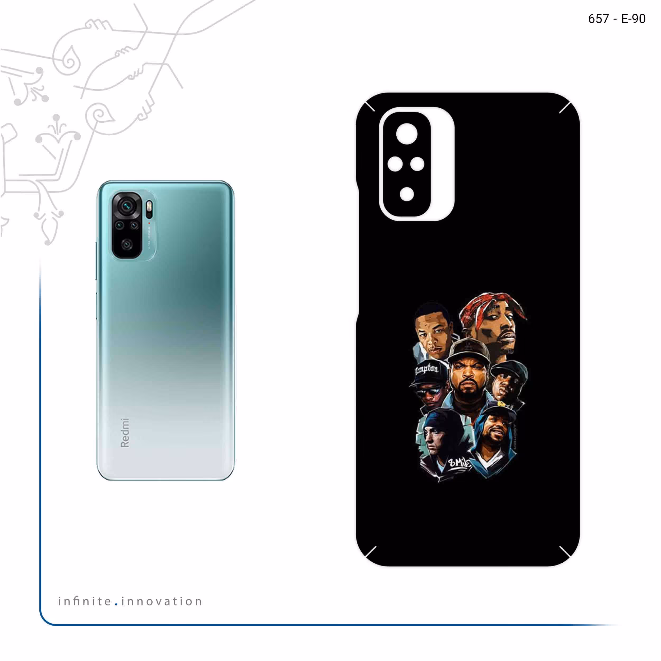 برچسب پوششی ماهوت مدل Great Rappers Digital Art مناسب برای گوشی موبایل شیائومی Redmi Note 10