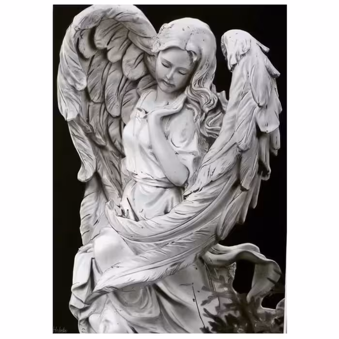 تابلو نقاشی سیاه قلم طرح مجسمه مدل فرشته‌ کد 4