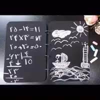 دفتر  نقاشی و تمرین تخته سیاه جنس چوبی 5 صفحه ای با 4رنگ گچ