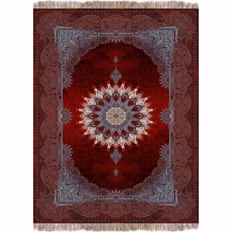 فرش 1240 شانه طرح دستباف کد A1048 لاکی