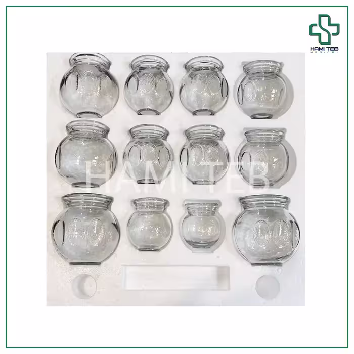 لیوان بادکش شیشه ای ست 12 عددی (کل بدن)