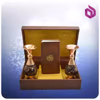 قرآن پالتویی چرمی با دو گلدان الماس تراش 16 سانتی‌متری