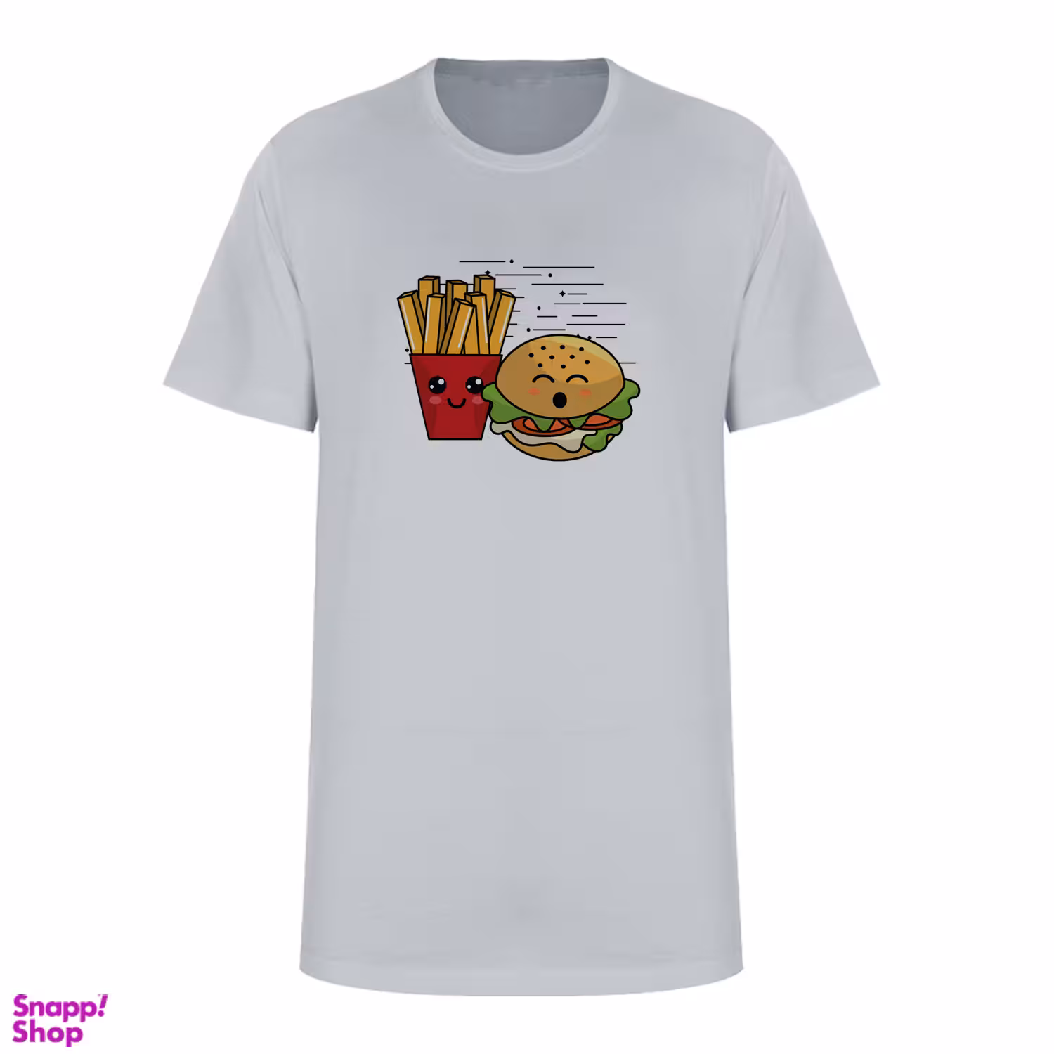 تی شرت آستین کوتاه زنانه مدل LOVELY FAST FOOD کد L272 رنگ طوسی