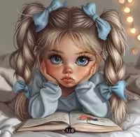 تابلوخام نقاشی باالماس طرح دختر کتابخوان