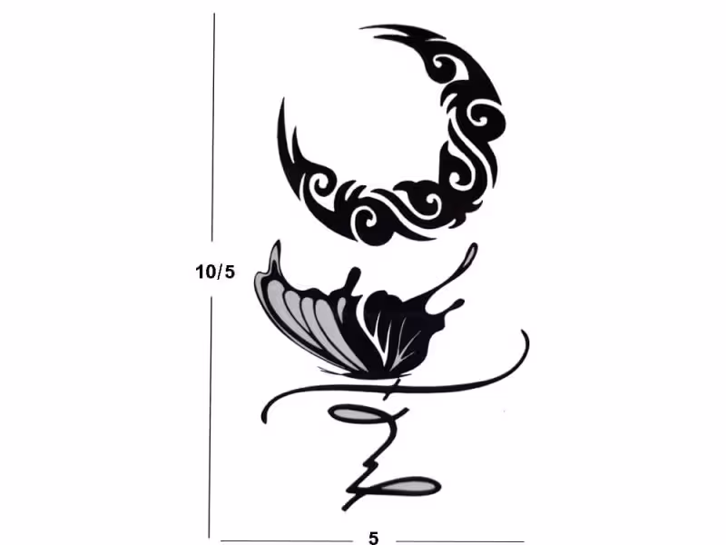 تتو طرح ماه و پروانه