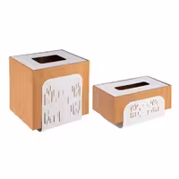 ست سطل و جای دستمال کاغذی رزاری کد 747 رنگ سفید