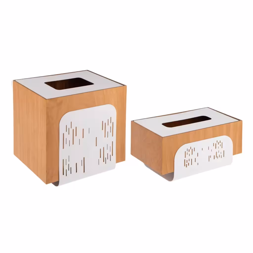 ست سطل و جای دستمال کاغذی رزاری کد 747 رنگ سفید