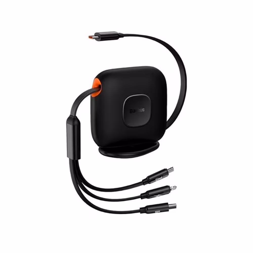 کابل شارژ جمع شونده 3در1 بیسوس مدل Baseus Traction Series Retractable CAQY000001 با توان 100W
