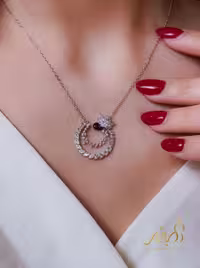نیم ست جواهری (گردنبند و گوشواره) نقره عیار 925، کد N_4433