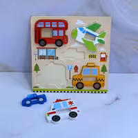 پازل تک قطعه چوبی طرح وسایل نقلیه