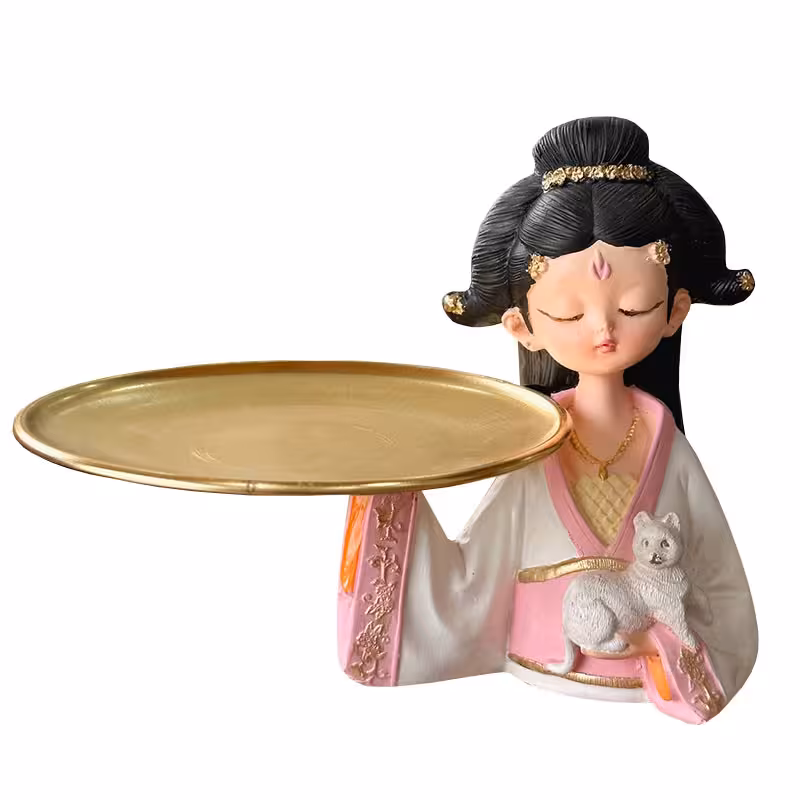 مجسمه مدل دختر سینی به دست