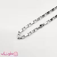 زنجیر گردنبند مردانه آجری استیل نقره ای 75 سانت 2.5 میل کد 798