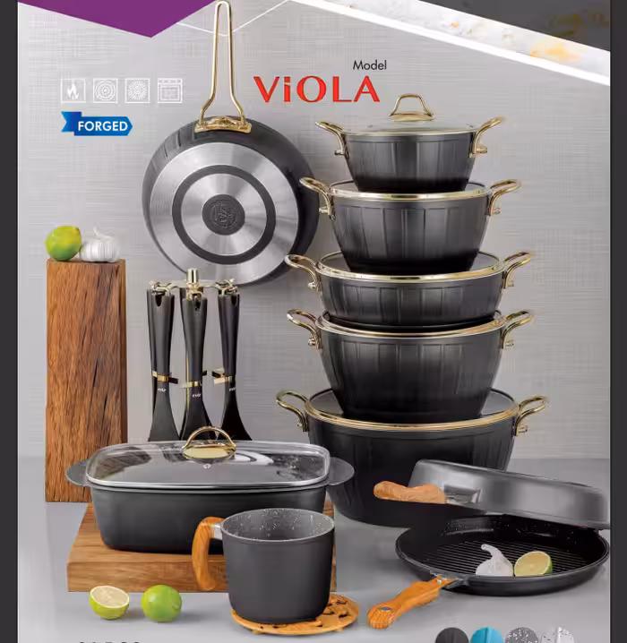 سرویس 24 پارچه اویز پلاس مدل ویولا (طوسی سنگی)