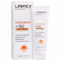 کرم ضد آفتاب لیپورکس SPF 50 مخصوص پوست خشک و حساس بژ طبیعی 40 میلی لیتر
