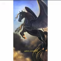 تابلوی زیبای اسب پرنده  رنگ روغن روی بوم، با ابهت و با غرور