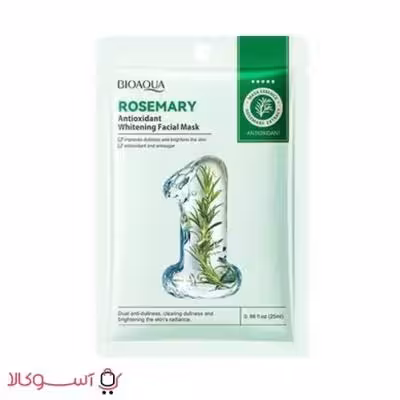 ماسک ورقه ای آنتی اکسیدان و سفید کننده بیوآکوا مدل rosemary حجم 25 میل