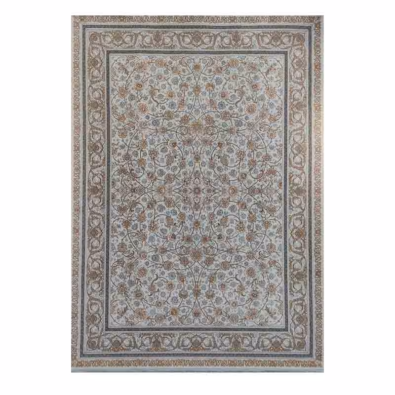 فرش ماشینی گل برجسته 1200 شانه کد 300 زمینه کرم