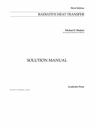 خرید و دانلود نسخه کامل کتاب Radiative Heat Transfer Solution Manual