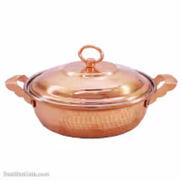 ماهیتابه درب دار مسی زنجان سایز 3 متوسط کد PA-34